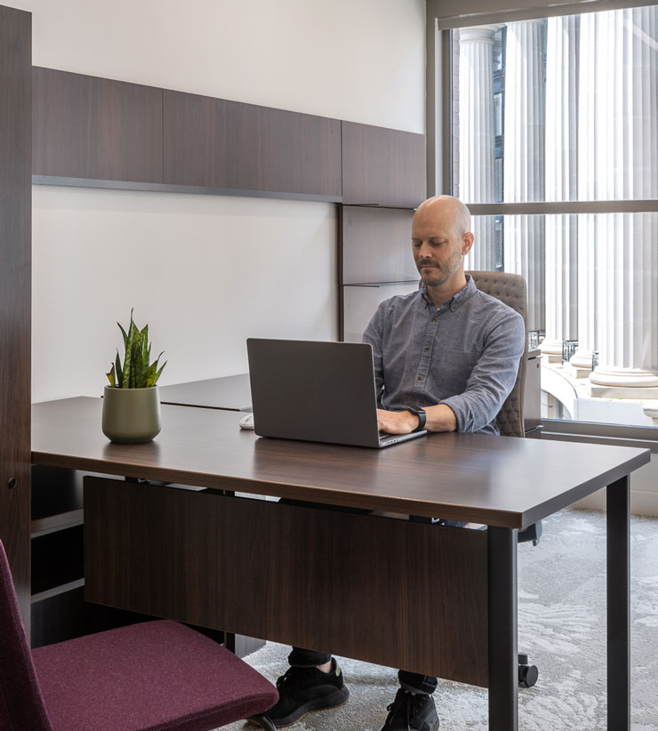 man at desk