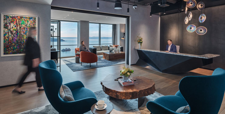 people in front lobby