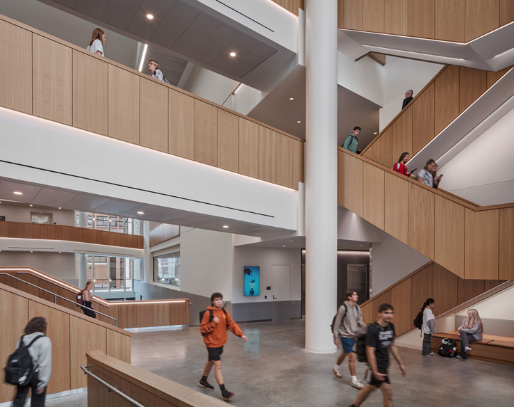 Stairs and walkways inside of the University of Cincinnati's New Old Chemistry Building