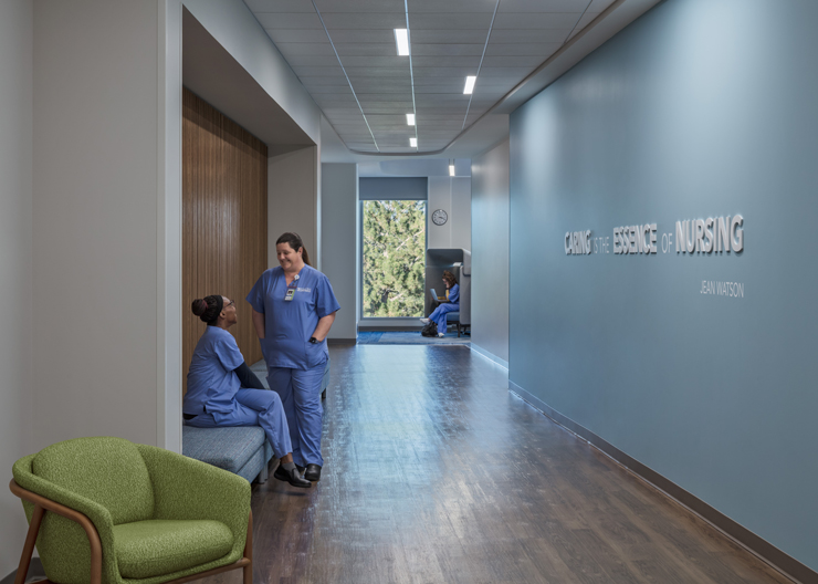 Nursing students in hallway