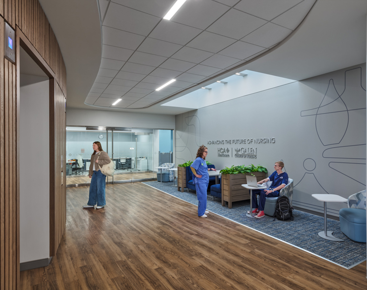 Nursing students in hallway