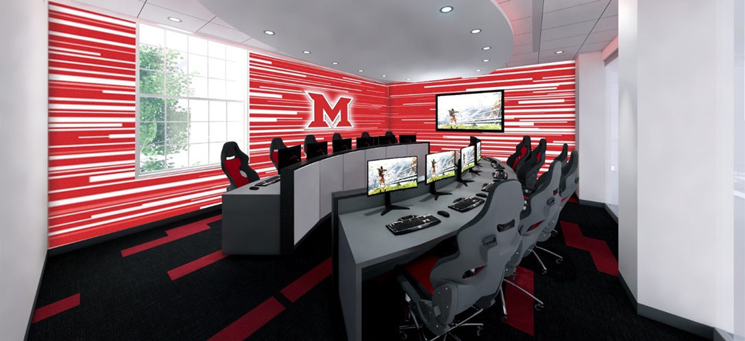 A rendering of a new gaming suite at Miami University