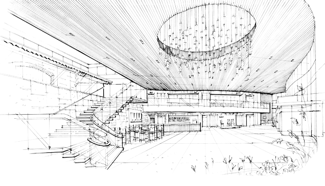 Early sketch of the new Cincinnati Playhouse in the Park lobby 