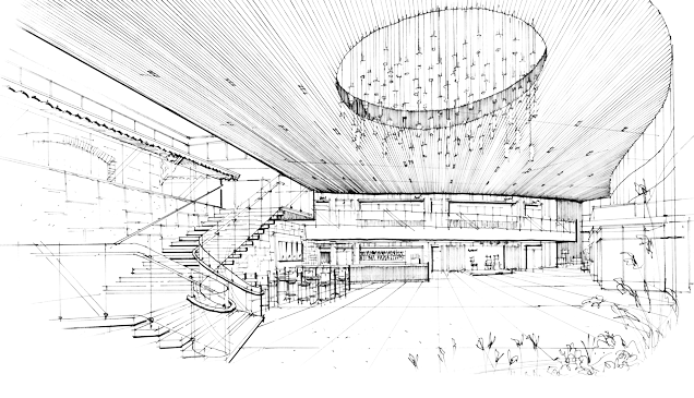 Early sketch of the new Cincinnati Playhouse in the Park lobby