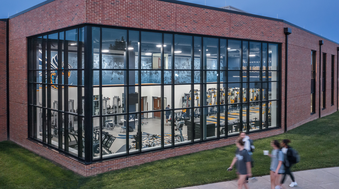 Large windows give students a view into the new Callan Athletic Center