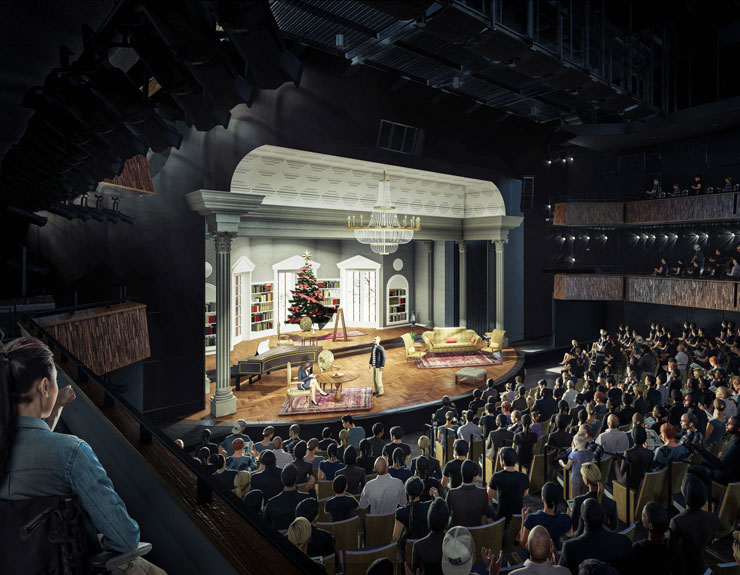 A rendered view of the new stage from a balcony