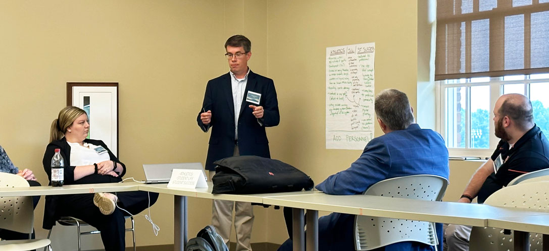 Michael Garvey discusses with private institution leaders in a breakout session