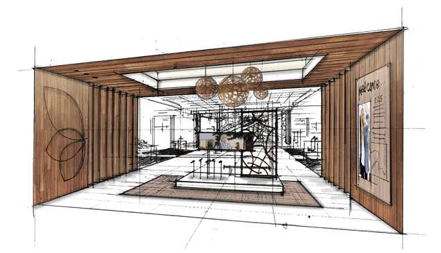 Sketch of modern foyer