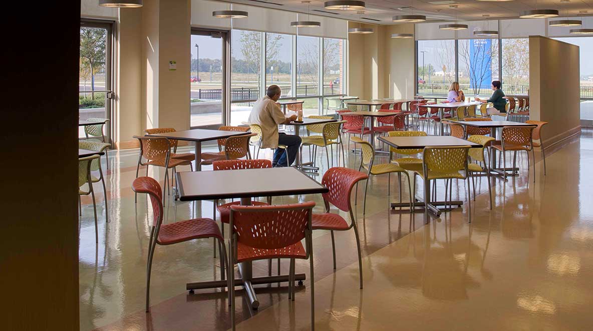 Eating area with tables and chairs