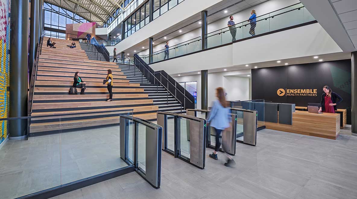 Dramatic staircase inside Ensemble's visitor's entrance