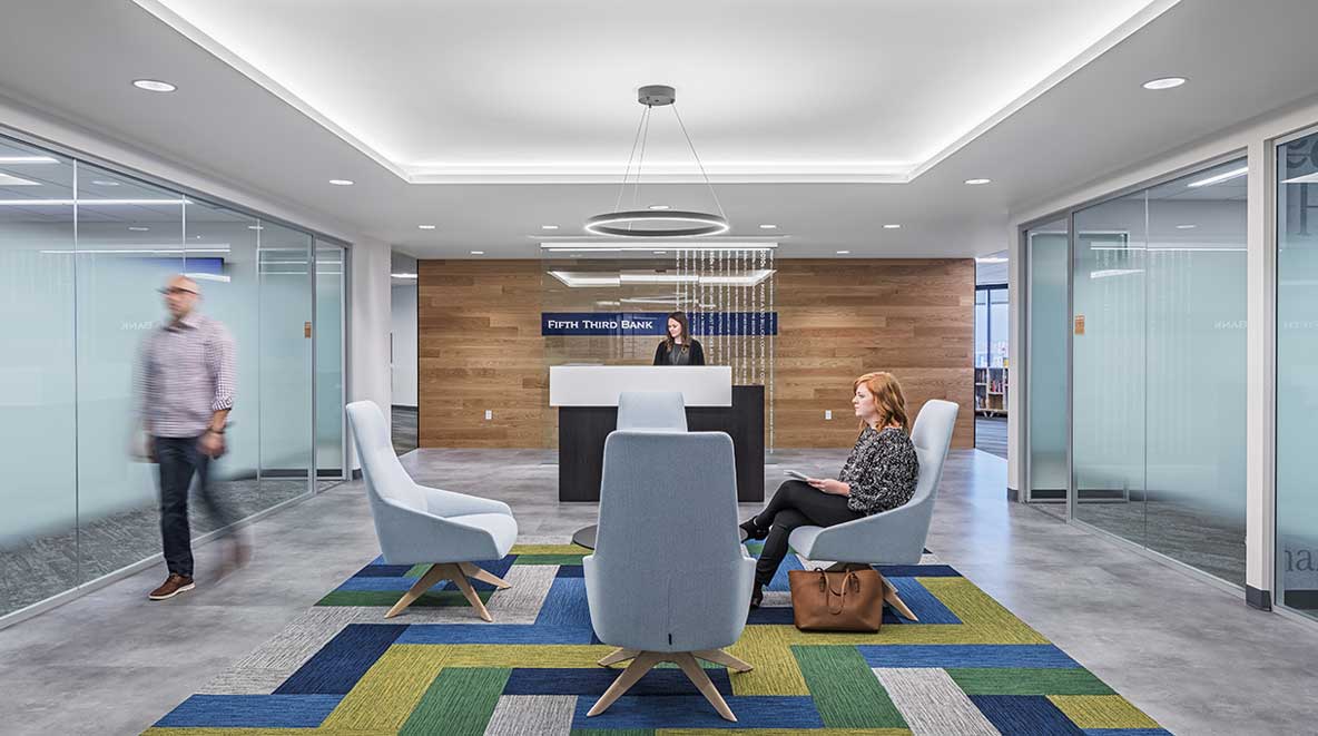 Reception desk at Fifth Third Bank