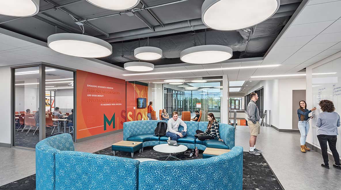 Students collaborate on the second floor of the ONU engineering building