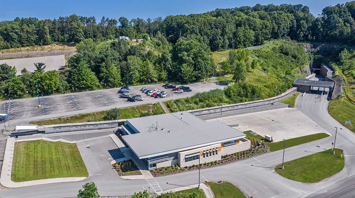 Aerial view of the Iron Mountain walkway