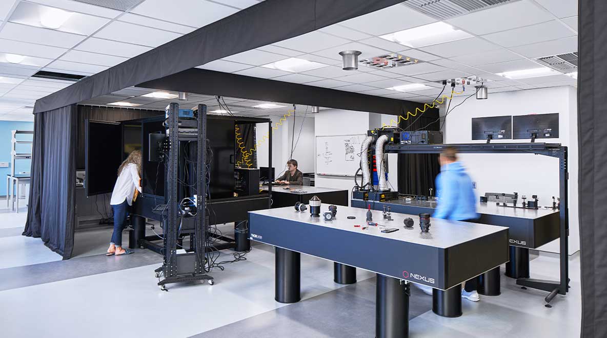 Students work individually inside a lab