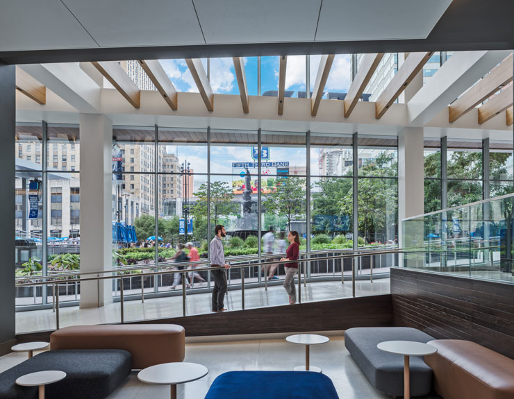 The view from the new atrium into Fountain Square