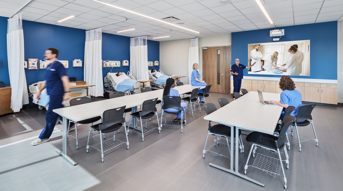 Students learn in an interactive classroom