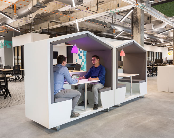 A mobile huddle room on wheels