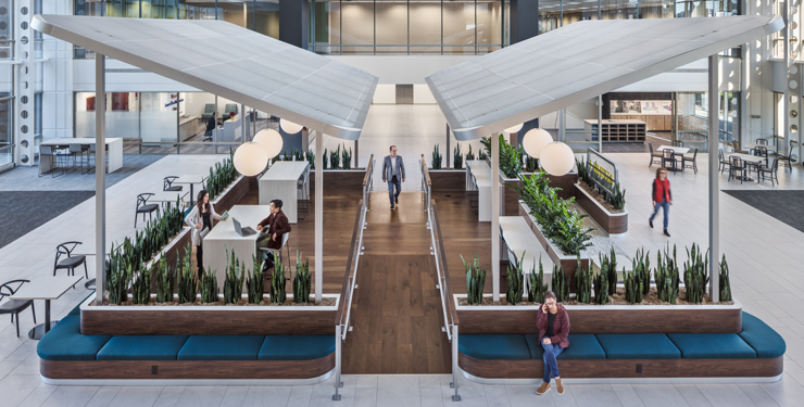Group RMC's new Atrium 1 lobby serves as a lively focal point