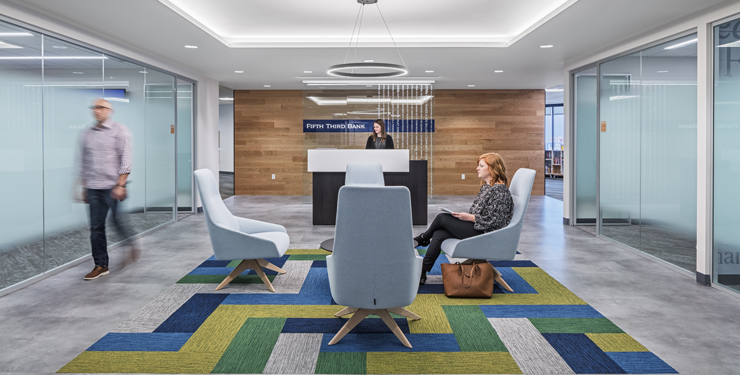 The lobby at Fifth Third Bank's Indianapolis office