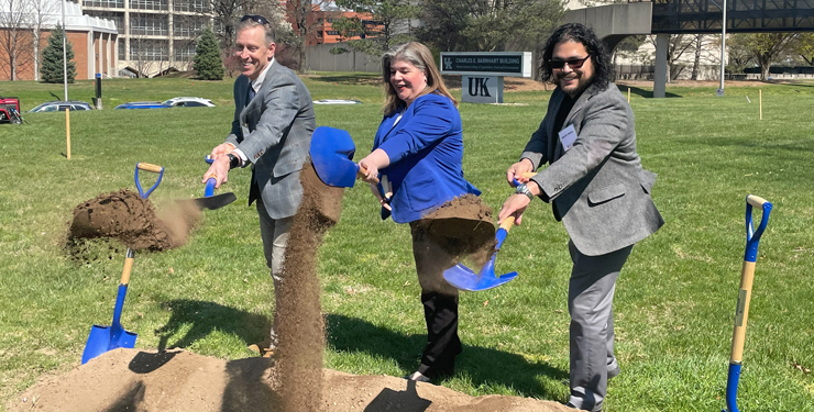 Toms Sens and Alejandro J. Medina are shoveling dirt for the groundbreaking event