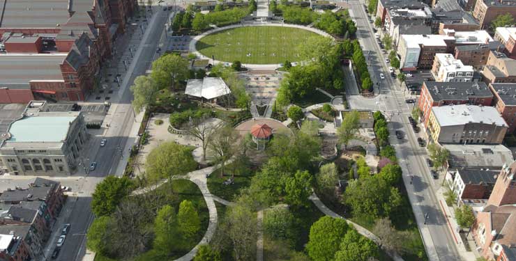 Aerial shot of Washington Park