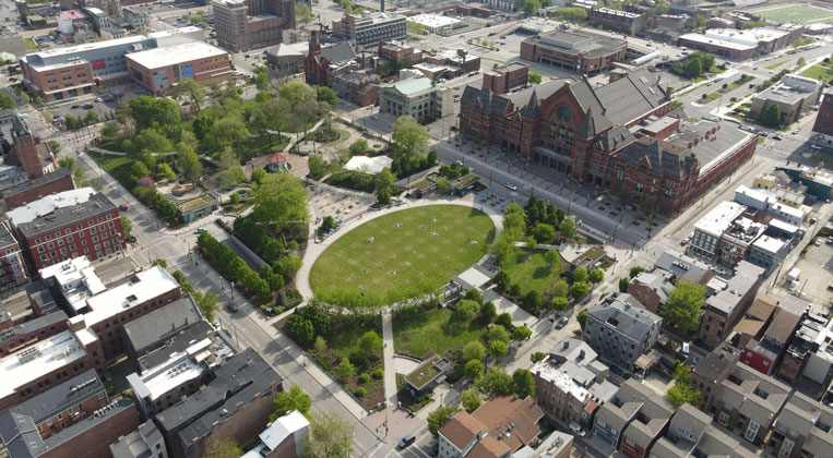 Aerial shot of Washington Park