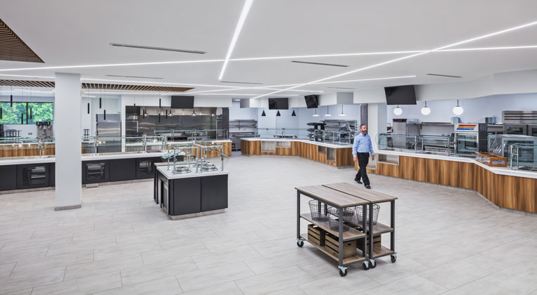 A modern servery with different food options