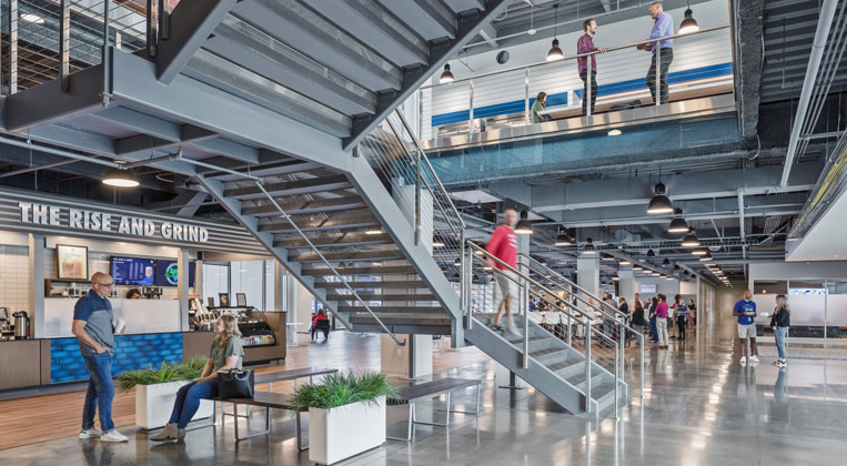 Employees use the grand staircase to move from one floor to the next