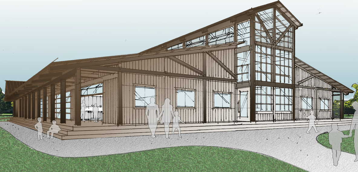 Rendering of skilled trades center at Camp Friedlander