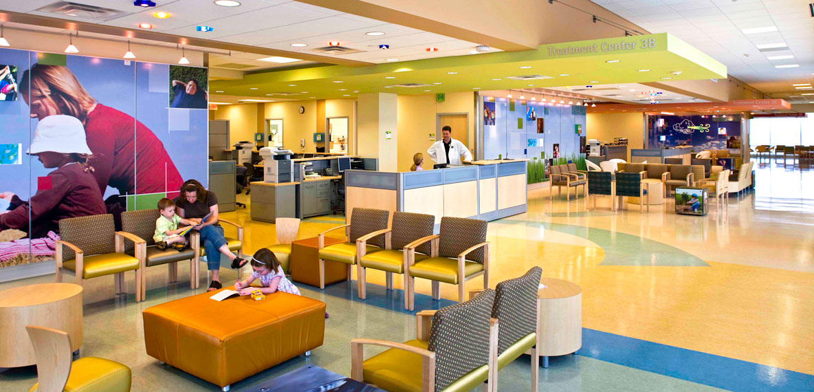Photo of patient's waiting in the lobby of the Children's Hospital Liberty Campus