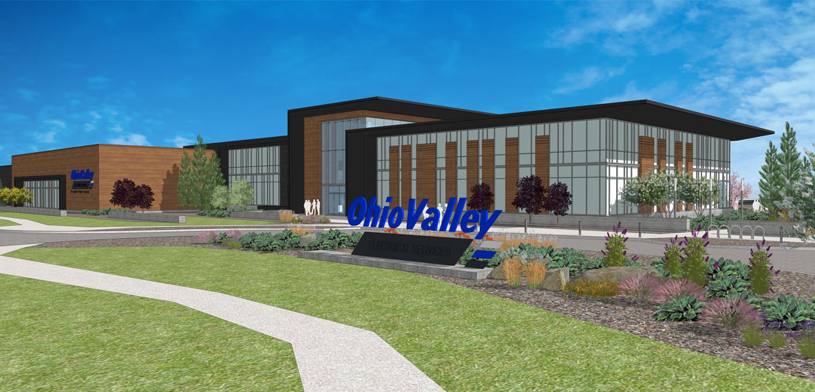 Rendering of the new Ohio Valley Electrical Services Headquarters designed by BHDP Architecture 