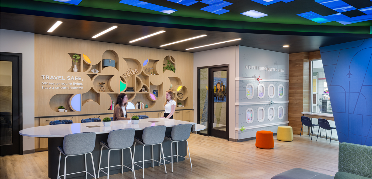 Image of interior of Fifth Third Bank CVG Airport branch location