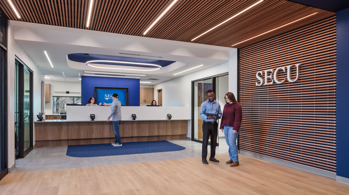 SECU's renovated bank branch lobby