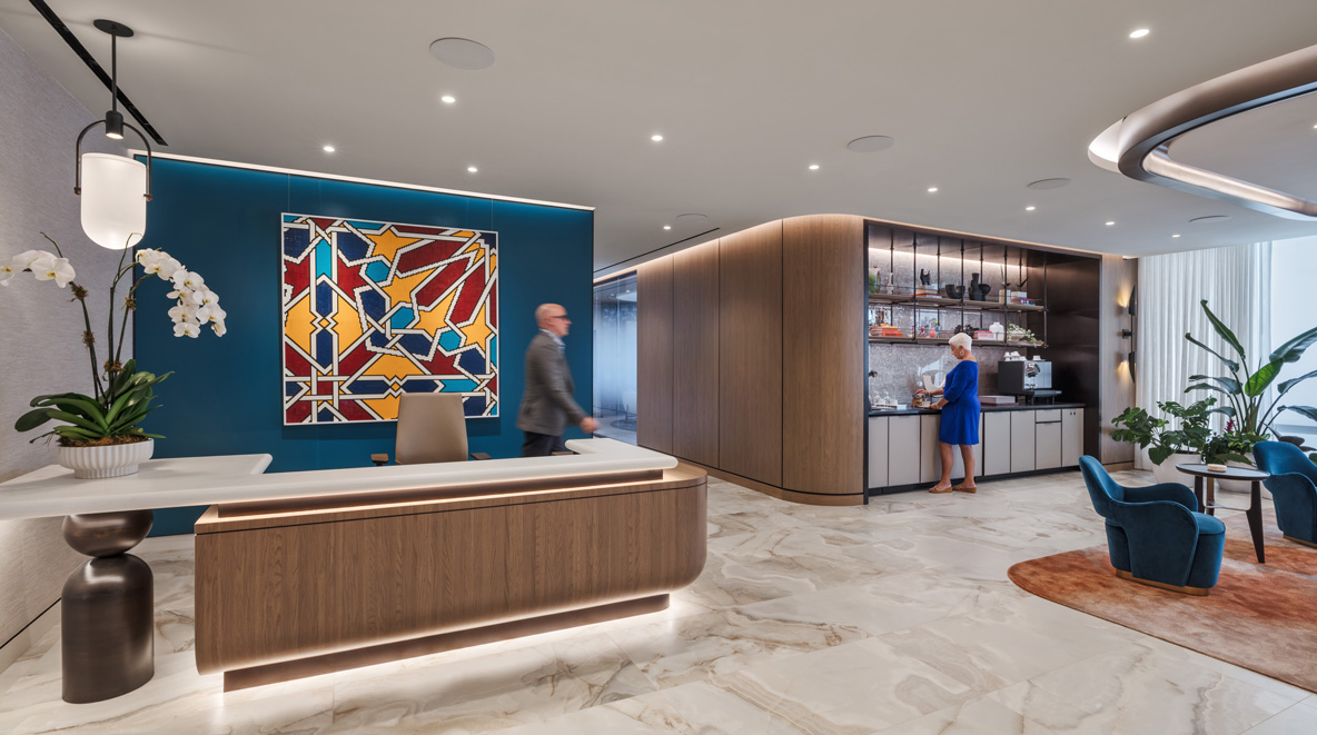 lobby of renovated tampa client center for confidential financial services client
