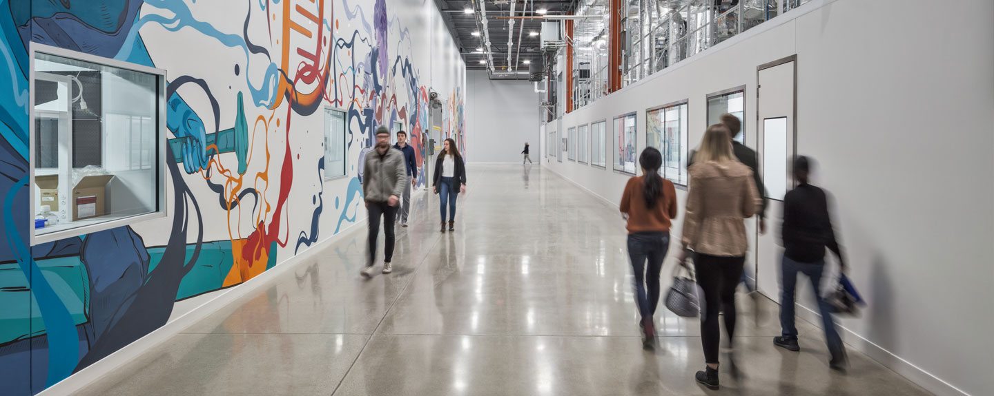 people walking inside forge biologics