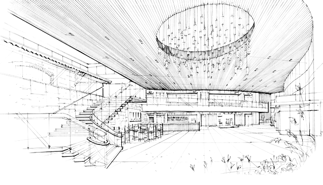 Early sketch of the new Cincinnati Playhouse in the Park lobby 