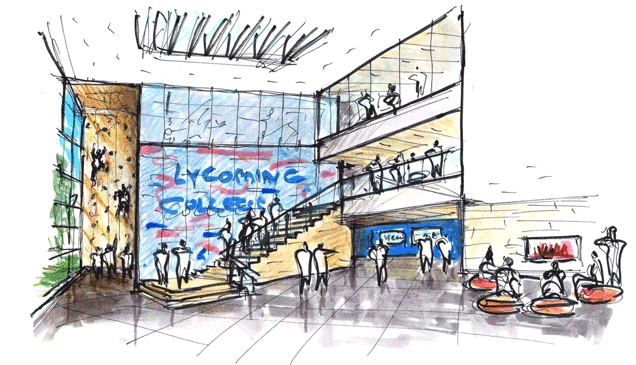 Lycoming College sketch of the atrium