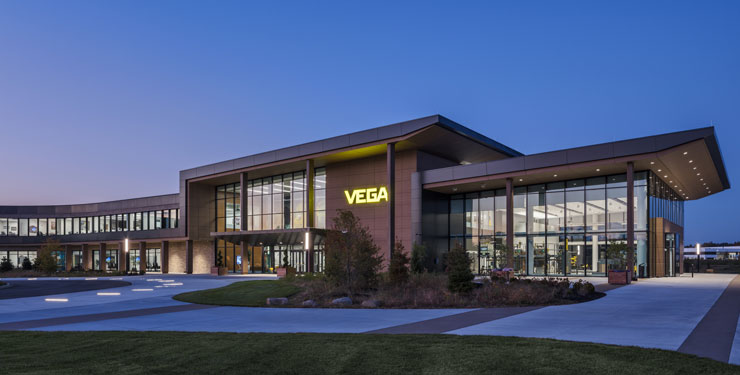 Exterior of VEGA Americas new North American Headquarters at dawn