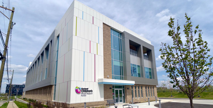 The exterior of the new Winslow Research Pavilion at Cincinnati Children's.