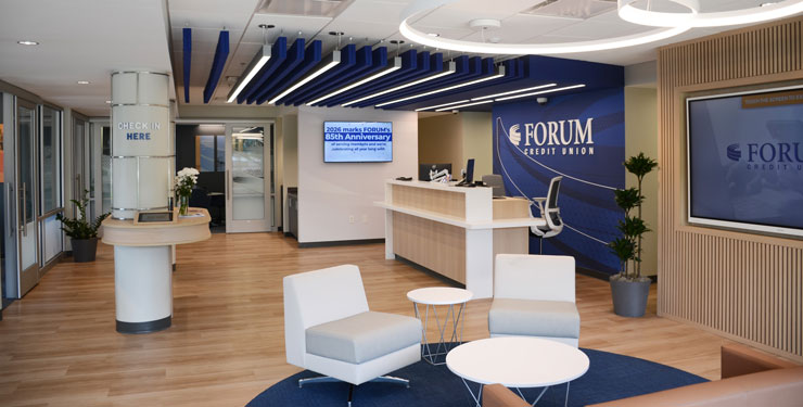 The branch was designed to be inviting and flexible for both customers and employees.