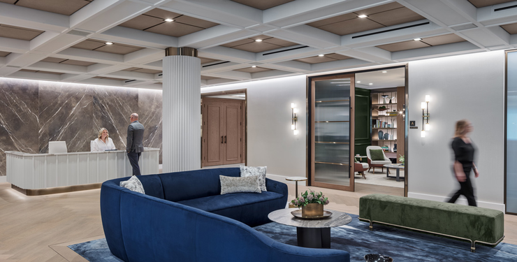 lobby inside of confidential financial clients new client center in summit NJ