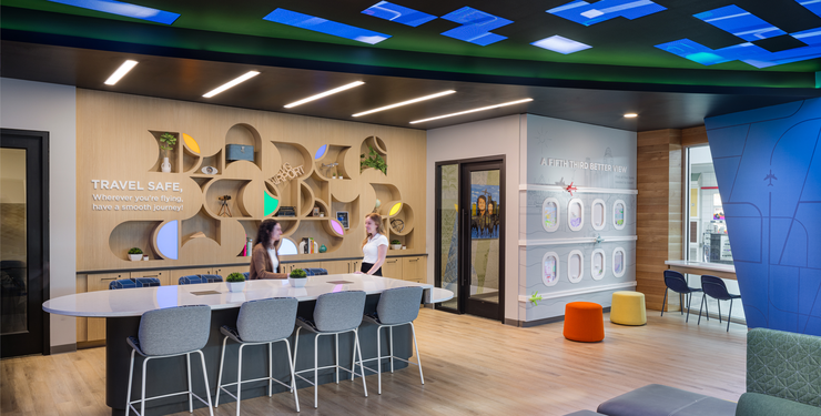 Image of interior of Fifth Third Bank CVG Airport branch location.