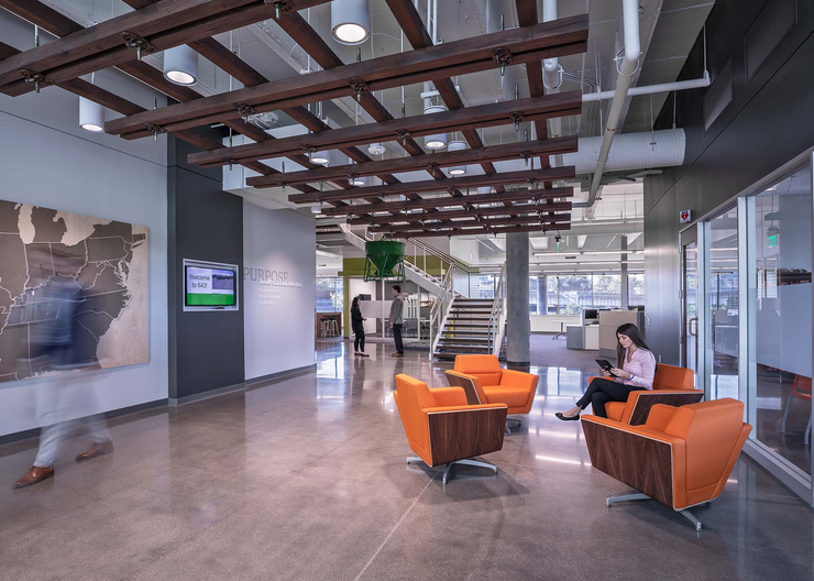 Comfortable seating is shown on Messer's first floor