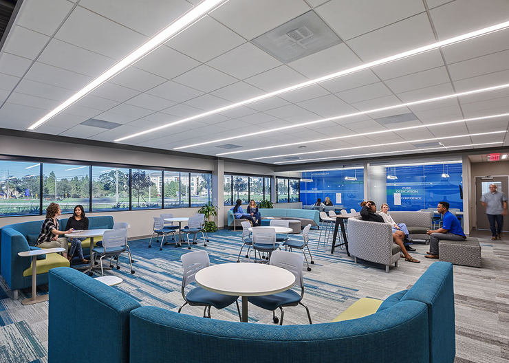 Informal studying and collaboration areas with comfortable seating