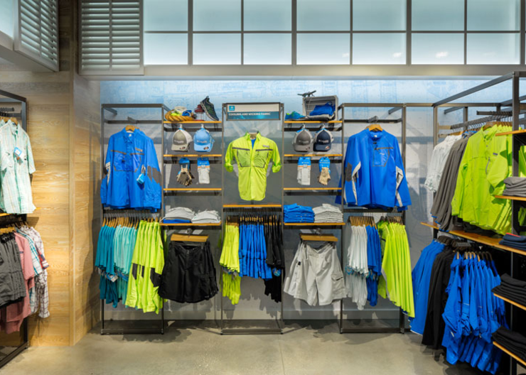 Clothes on display at Columbia Sportswear in Disney Springs, FL