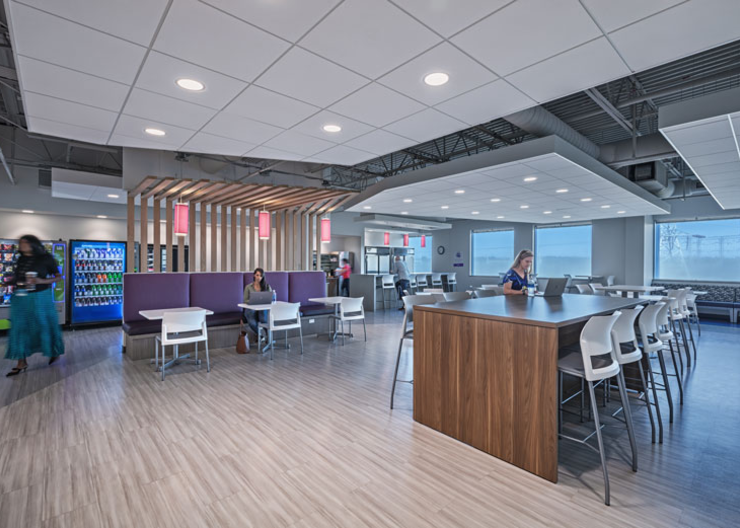 View of dining and work area within Aetna's newly renovated office
