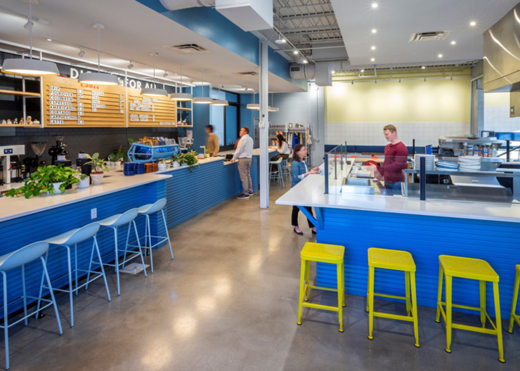 Interior view of ordering and cooking area within Proud Hound