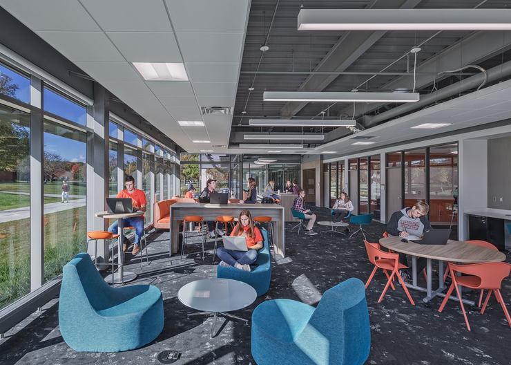 Students work together in one of the collaboration areas