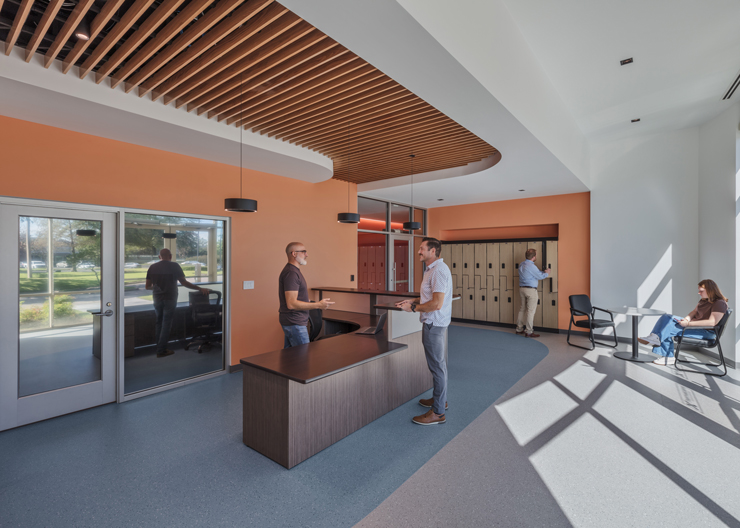Welcome desk at blood testing center