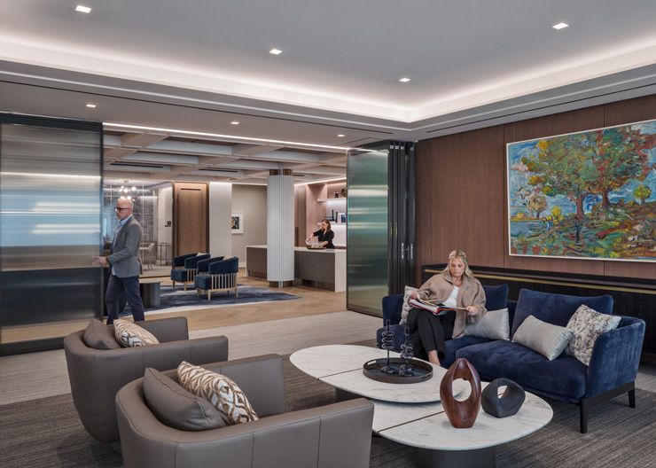 private meeting area within the renovated confidential financial services client center in summit new jersey